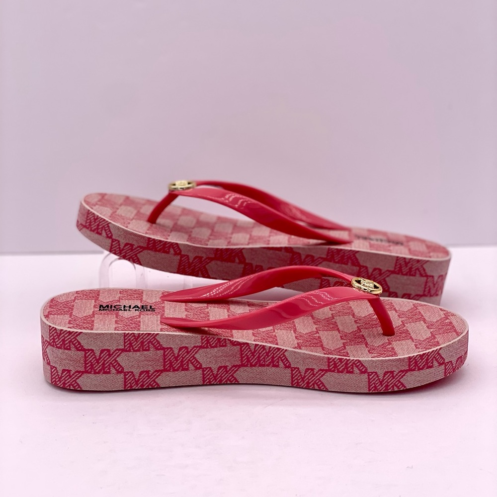 Michael Kors Bedford Logo MK Women’s Wedge Flip Flop Sandals - Picture 7 of 8